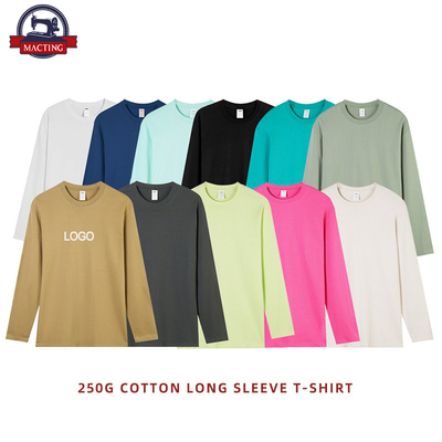 Junge braune blaue Long-Sleeve-Shirt übergroße weiße leere thermische Full-Sleeve-T-Shirts Casual Wear