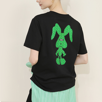 Nachhaltige Black Rabbit Grafikdruck-T-Shirts für Frauen