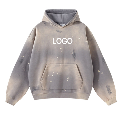 Sprayfarbene Unisex-Hoodies mit übergroßer Größe Custom 450GSM 100% Baumwolle Dicke französische Terry Fleece