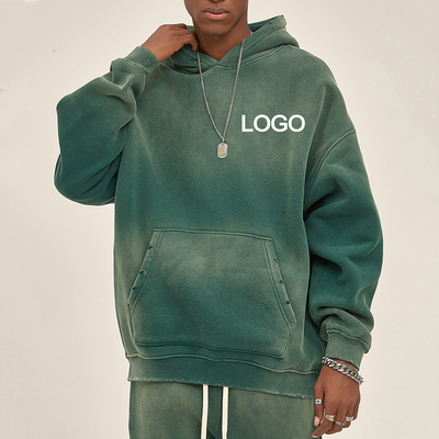 Vintage gewaschener und verblasster Hoodie für Männer mit einem speziellen Sprühfarbverfahren 2023