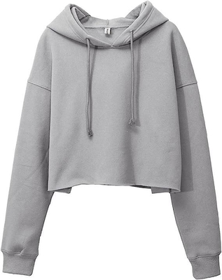 Gehackte Polyester-Sweatshirt Kurz Casual Sport Hoodie für Frauen Gehackte Crop Top