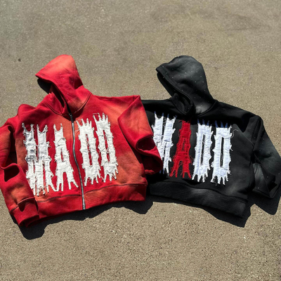 Leere, benutzerdefinierte, broderierte Hoodie, Sonne verblasst, Patchwork, Streetswear, Hoodie