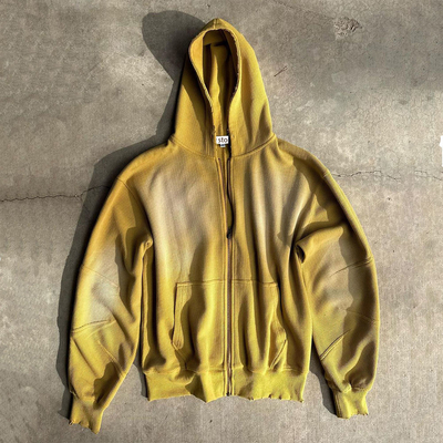 Vintage Sonnenfade Säure Waschen Waffel Strick Hoodies für S-6XL oder Custom Size Streetwear