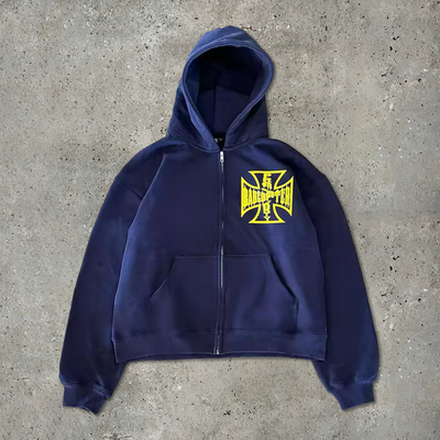 Custom Leichtgewicht Französisch Terry Baumwolle Schnitt Roh Hem geschnitten Vintage Säure Waschen Sonne verblasst Blank Zip Up Baggy Hoodie