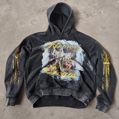 Custom Drop Shoulder Stone Waschen Fleece 100% Baumwolle Schwergewicht Französisch Terry DTG Druck Pullover Hoodies für Männer