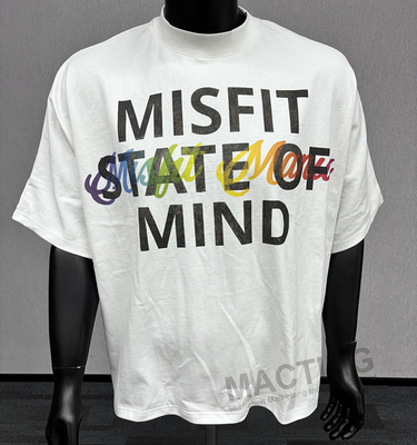 Mock Neck Druck Custom Drop Schulter Männer Box Fit Geschnitten Oversized 100% Baumwolle Schwergewichts T-Shirt