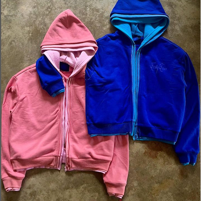 Custom Hoodies Schwergewichts Baumwolle Französisch Terry Schnitt Box Doppel Drei Schichten Reißverschluss Hoodie für Männer