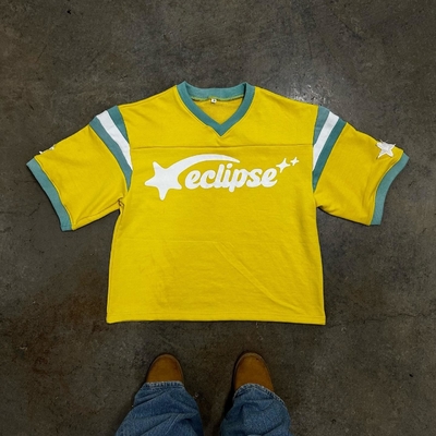 Custom Logo Druck Französisch Terry Schwergewichtsbox T-Shirt Männer Retro-Fußball-Jersey