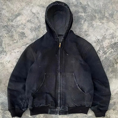 Zusammengepasste Säure gewaschenen übergroßen Bedrängten Sweatshirt Ziehband Denimx Zip Up Hoodie Jacken