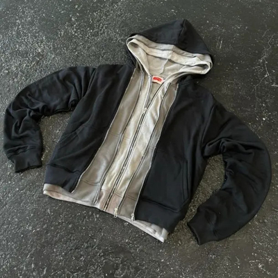 Hersteller Maßgeschneiderte französische Terry Baumwolle Boxy Unisex Stein Wasch Hoodies Schwergewicht Doppel-Drei-Schicht Reißverschluss bis leere Hoodie Männer