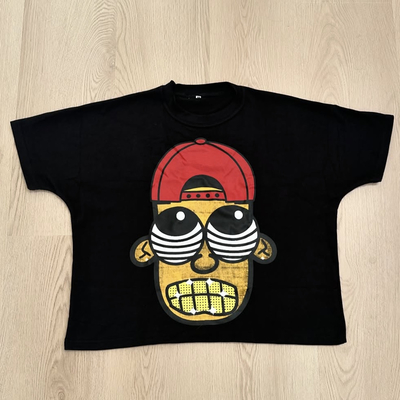 Custom Mock Neck T-Shirt Logo Boxy Fit Schnitt und Nähen T-Shirt Übergröße T-Shirt 300 Gsm Männer T-Shirt geschnitten Streetwear gedruckt