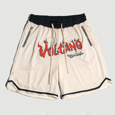 Sommerbasketball Polyester Gym Workout Sublimation Reißverschluss Tasche Herren Mesh Shorts mit Ziehseile Schließung und Shorts Länge