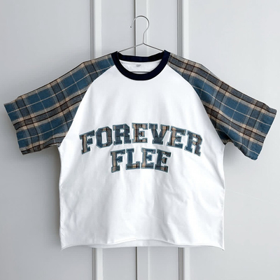 Hochwertiges Plaid Raglan-Sleeve Flannel Schwere Bio-Baumwolle Überdimensioniertes T-Shirt für Männer