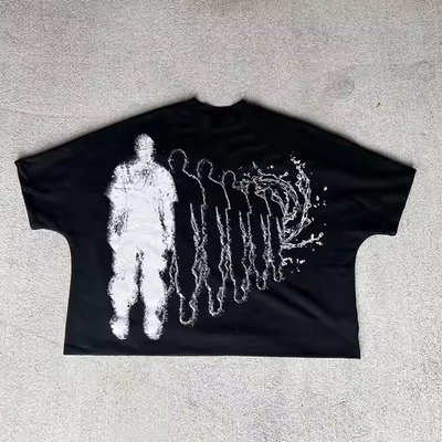 2025 Custom Graphic Crew Hals Drop Schulter Schwergewichts-T-Shirts Übergroß geschnittener Boxy Fit T-Shirt für Männer