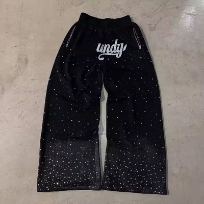 Straßenbekleidung Runner Hosen Männer Schwergewicht Baumwolle Schweißhosen Strass Baggy Breitbein Sweatpants