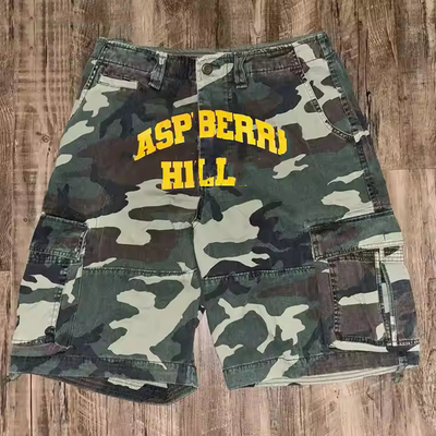 Custom New Design Sommer Vintage Multi-Pockets Baggy Doppel Taille Säure Waschen Straßenbekleidung Männer Cargo Camo Shorts