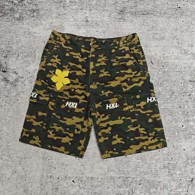 Individuelle neue Canvas-Twill-Denim-Shorts aus 100% Baumwolle, Streetwear, Sommer, Jagd, Stickerei, Cargo, Camouflage-Jeansshorts für Herren
