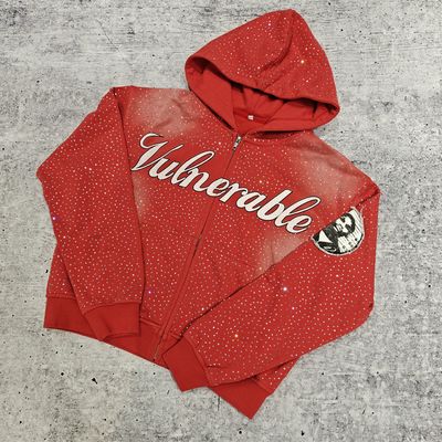 Individueller Luxus-Diamant-Oversized-Baggy-Boxy-Pullover-Hoodie-Sweatshirt Vintage Streetwear Heavyweight Strass-Hoodie für Herren