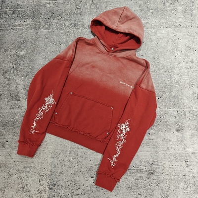 Custom Printed Reversible Stitch Pullover Sweatshirt Französisch Terry Schwergewicht Distressed Säure Waschen Sonne verblasst Waschen Männer Hoodie