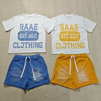 Custom Summer Streetwear 2 Stück Set Jogger Anzüge 100% Baumwolle Trainingsanzug für Männer Screen Dtg Print Shorts Und T-Shirt Set